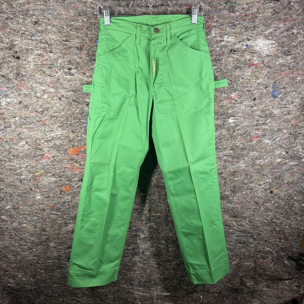 Vintage DeeCee Pants Mens‎ 28x29 Green Carpenter Workwear Talon Zip USA 70s